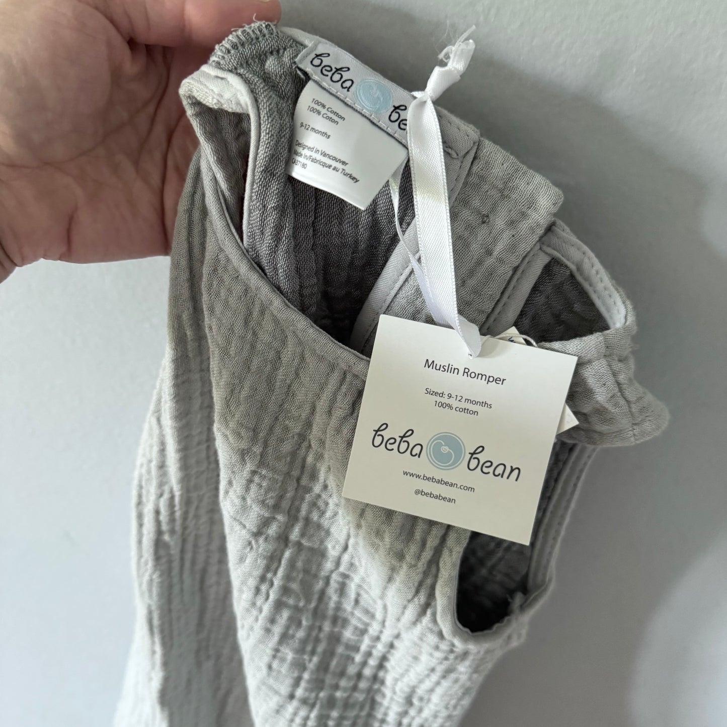 Beba bean / Grey muslin romper / 9-12M - New with tag