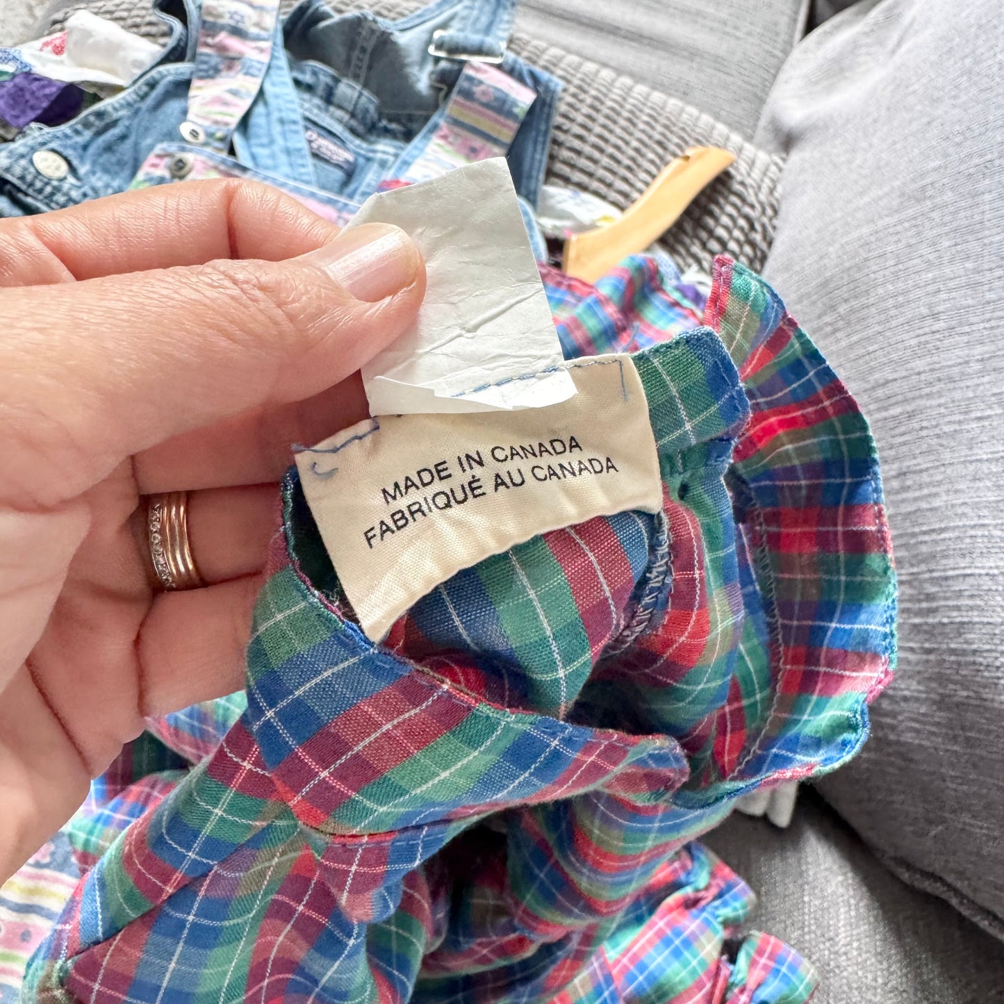 Vintage / Nadia Red blue green checked dress / 5-6Y