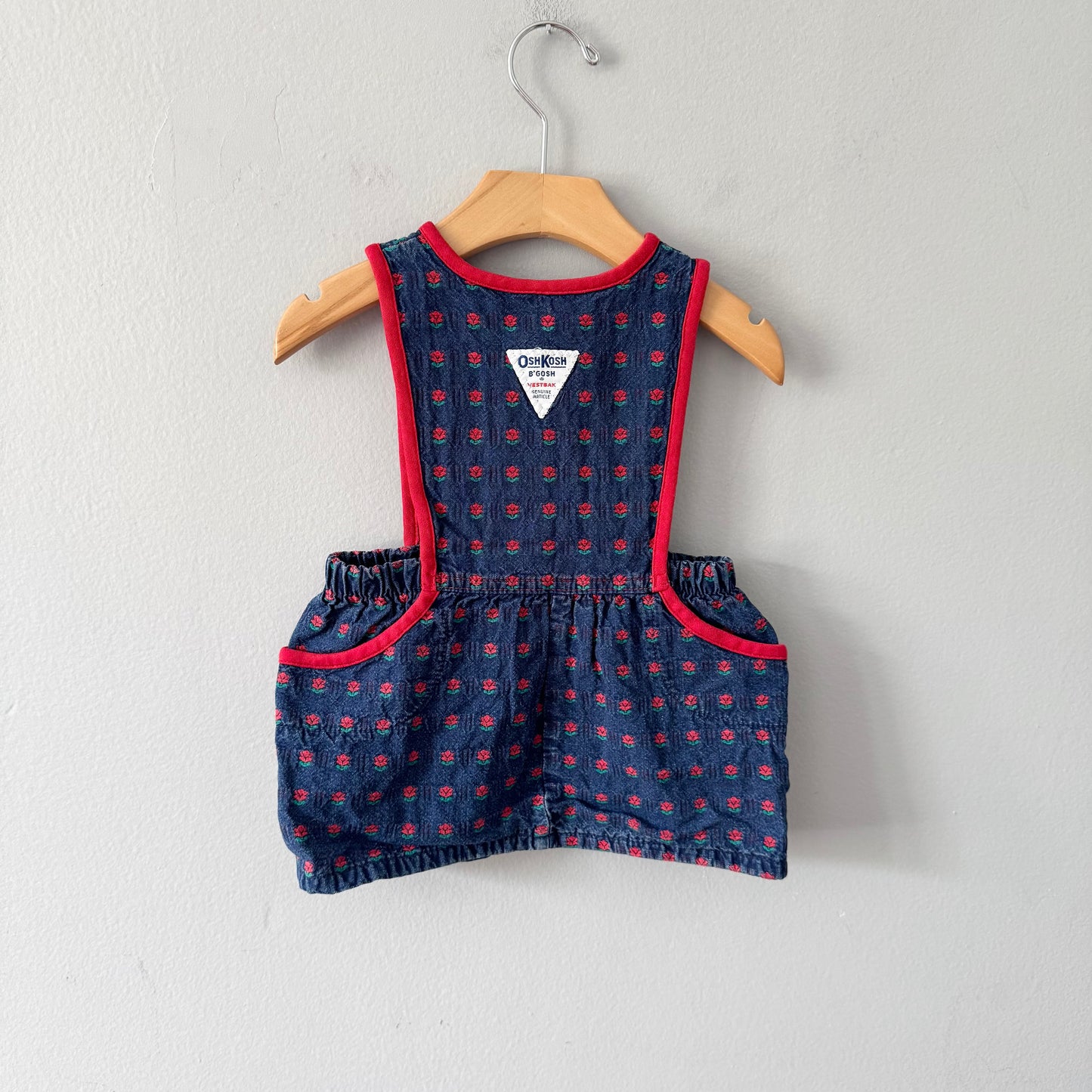 Vintage Oshkosh / Denim x red flower overall skirt / 18M