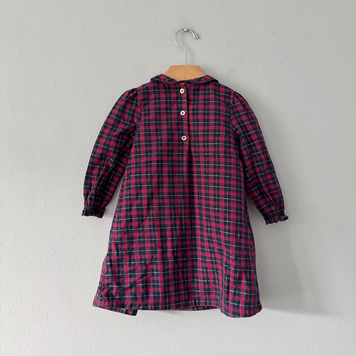 M&S / Red x navy checked dress / 18-24M