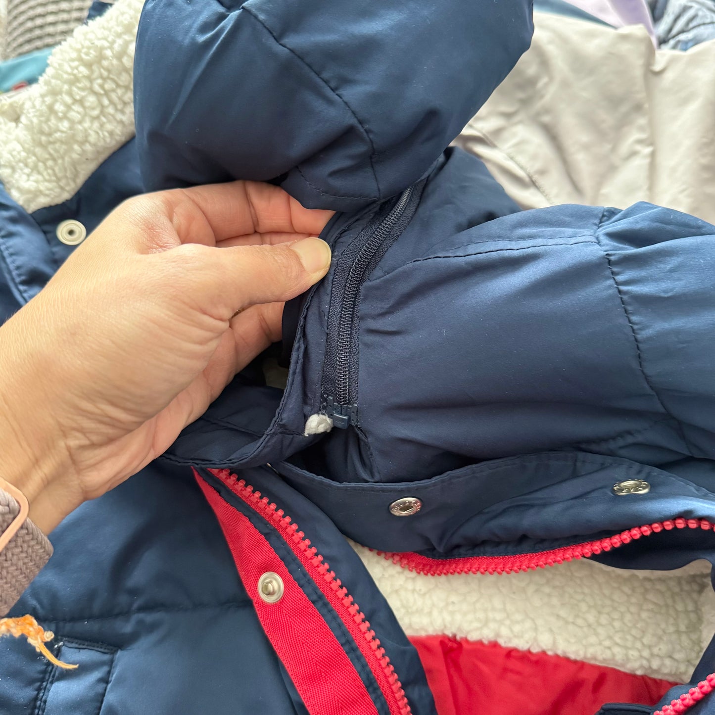 Gap / Navy sherpa lined puffer jacket / 3Y