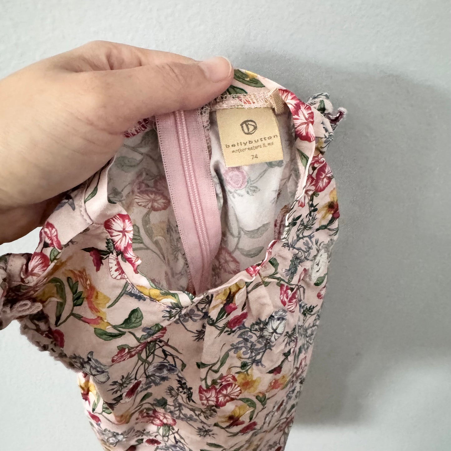Nombril / Robe fleurie rose clair / 74(12M)
