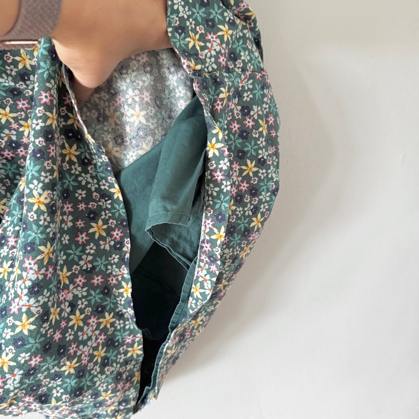 Gap / Dark green floral long sleeve dress / 5Y