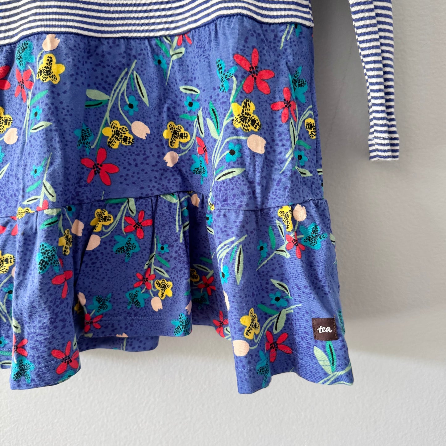 Tea / Stripe x floral dress / 4Y