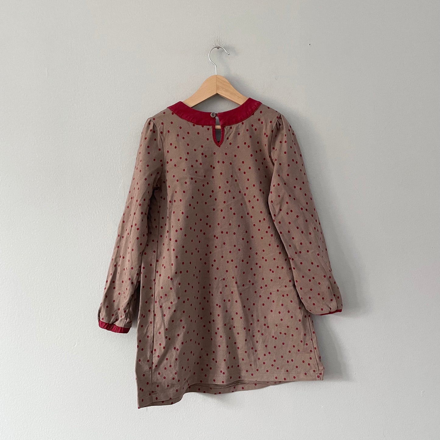 Hanna Andersson / Brown x dots long sleeve dress / 120cm(6-7Y)