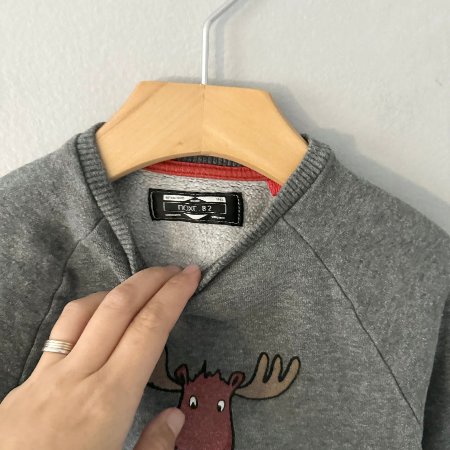 Next / Dark grey moose-tache sweatshirt / 6-9M