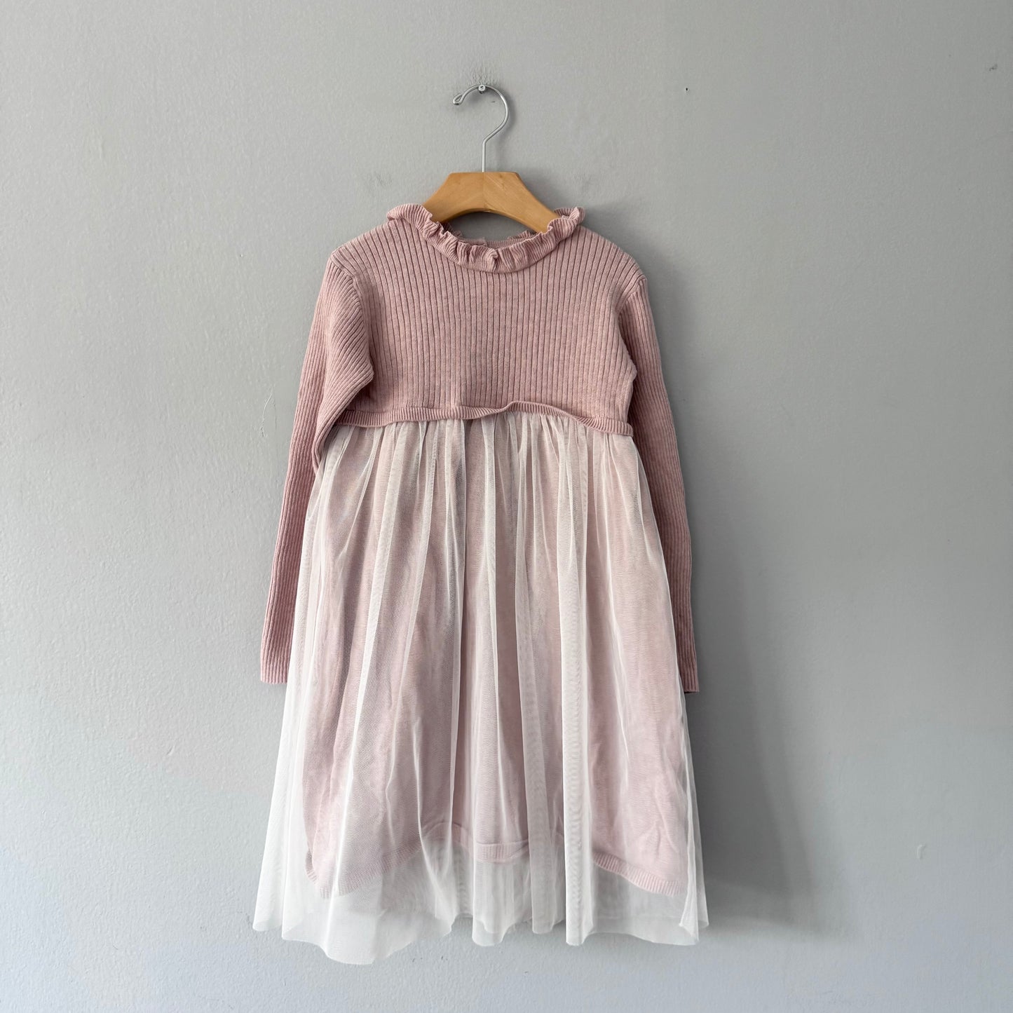 The little white company / Pink x tutu knit dress / 5-6Y