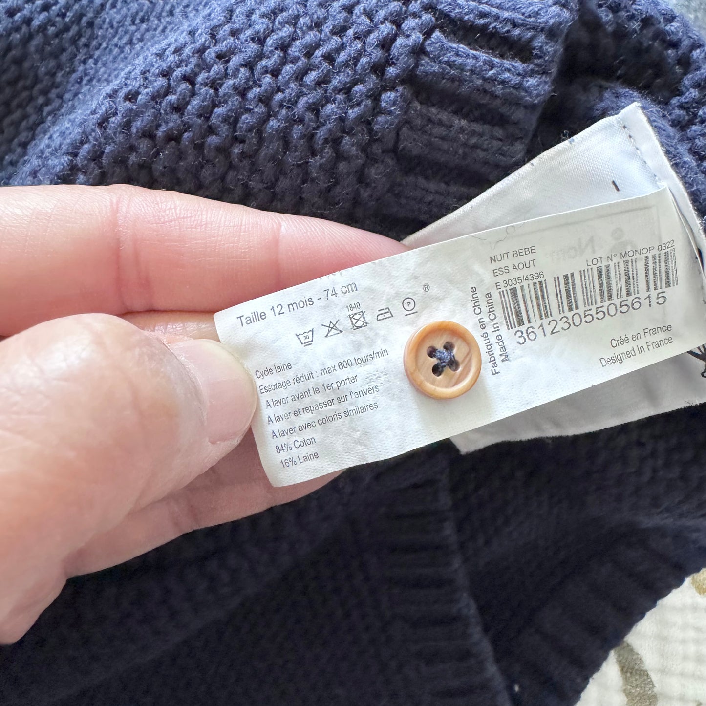 Bout' Chou / Navy cotton & wool jacket / 12M