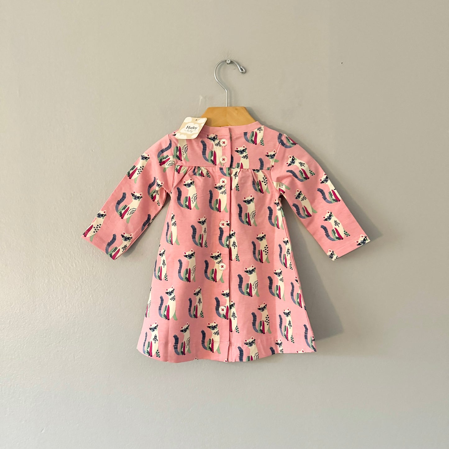 Hatley / Pink x cat pattern dress / 3-6M - New with tag