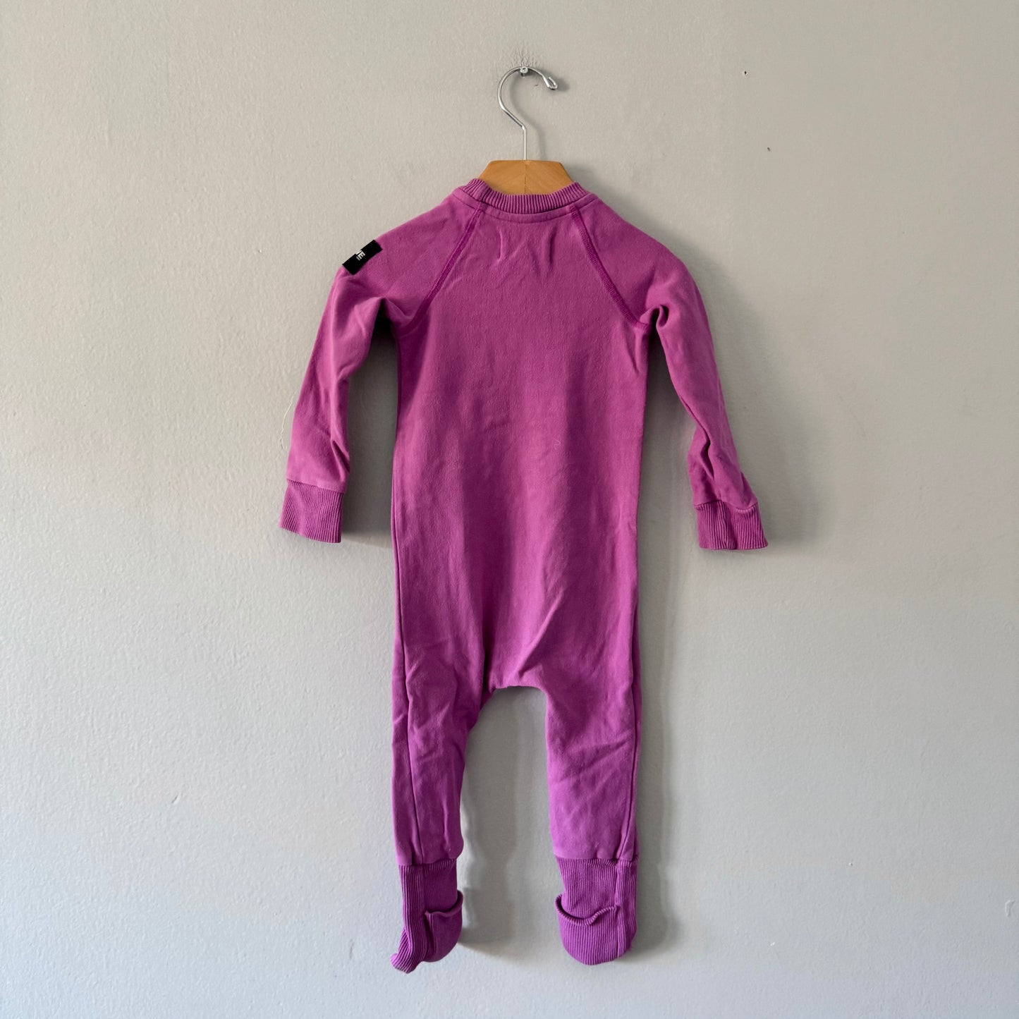 Rowe / Purple crew romper / 6-12M