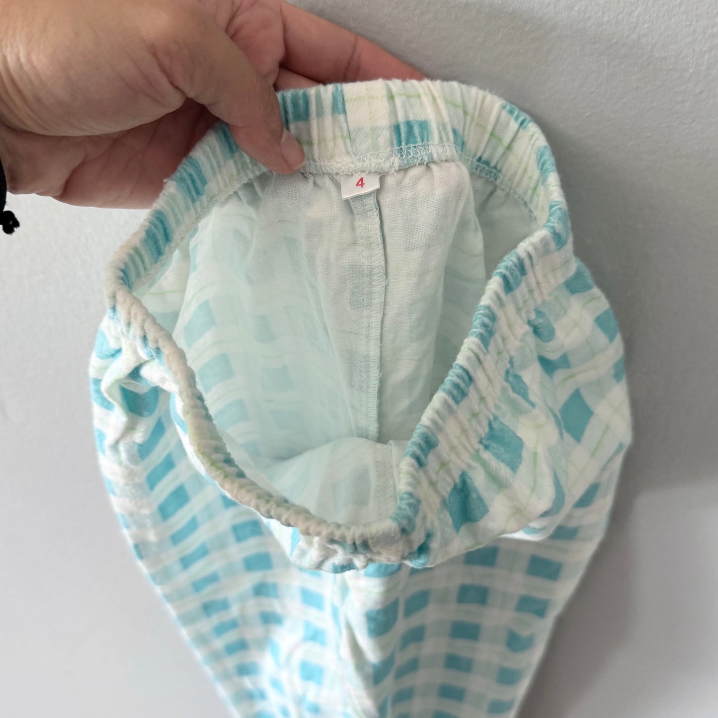Nat Kids / White blue flannel set / 4Y