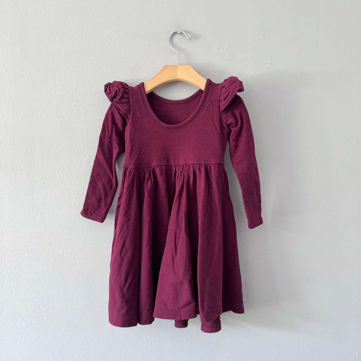 The Whimsical Fox / Burgundy long sleeve dress / 3T
