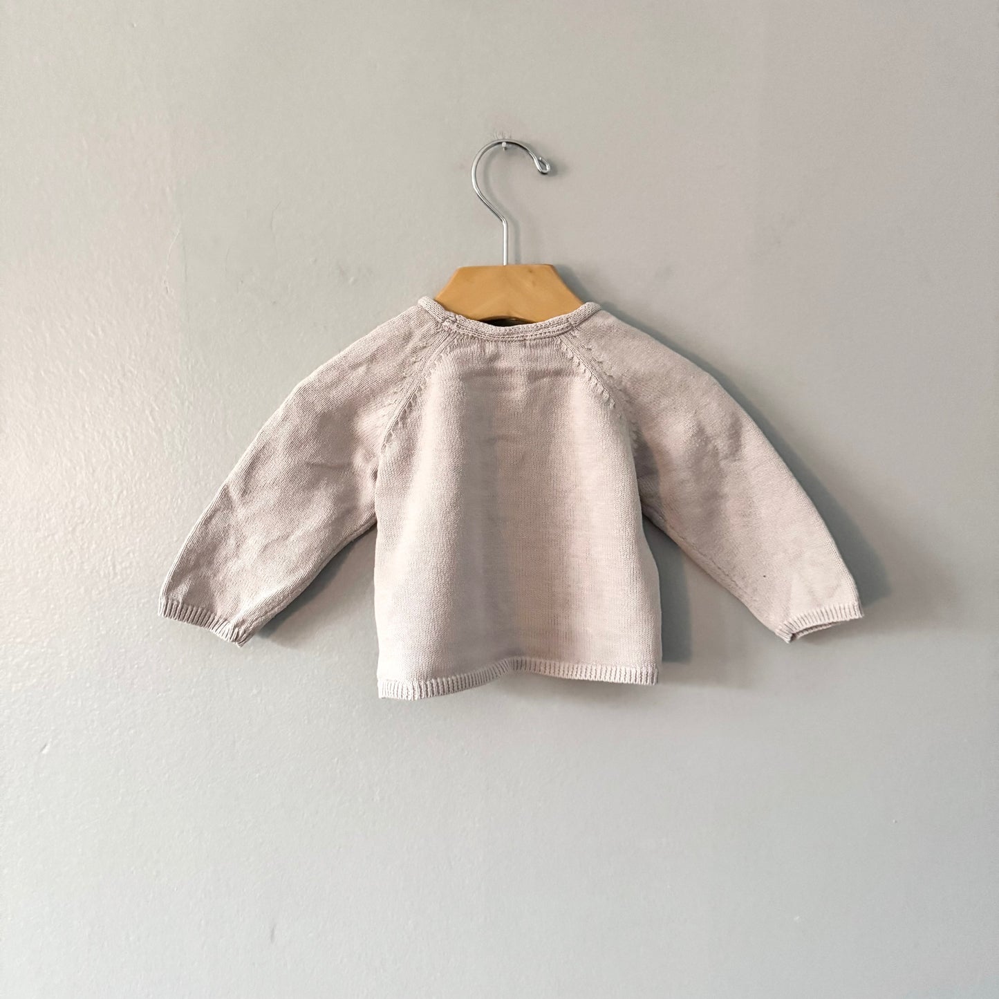Bout chou / Light beige cotton knit cardigan / 9M