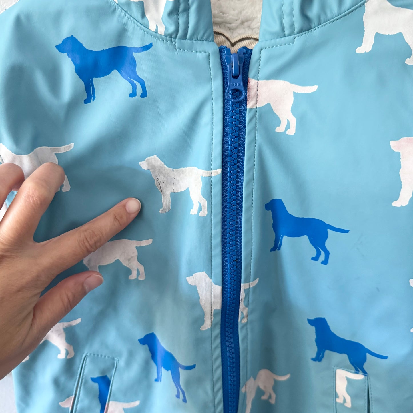 Hatley / Light blue sherpa lined rain jacket / 3Y