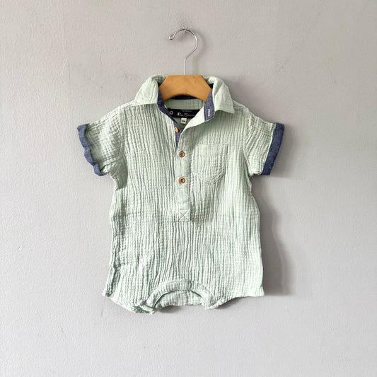 Ben Sherman / Light green muslin romper / 12M