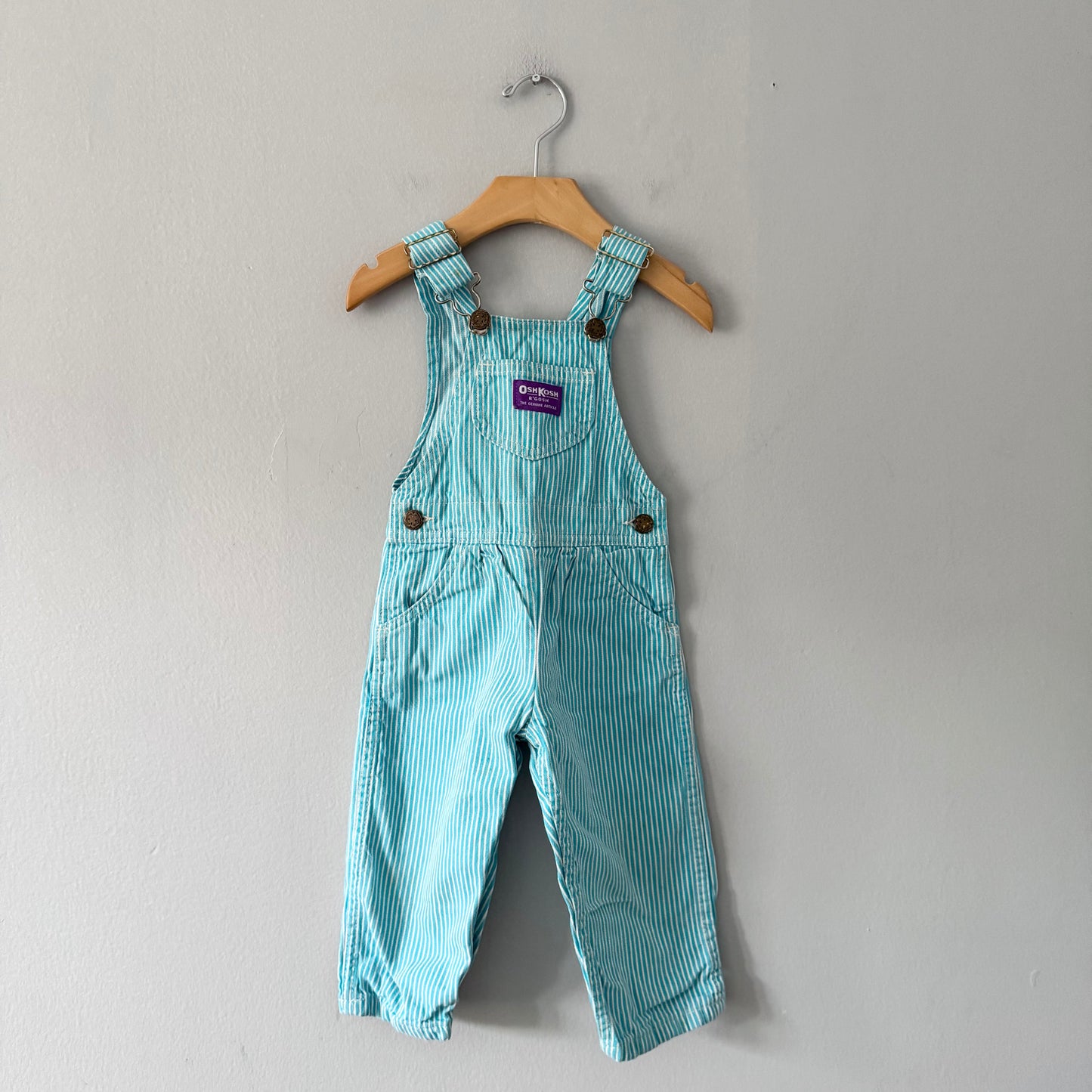 Vintage Oshkosh / Blue stripe denim overall / 2Y