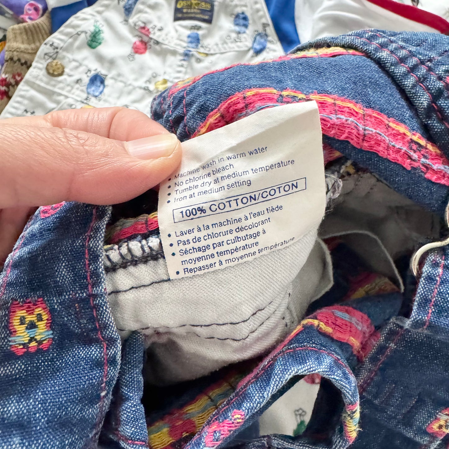 Oshkosh Vintage / Denim overalls - woven animal pattern / 3Y
