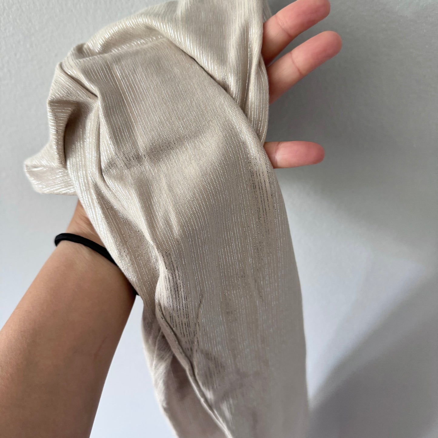 Miles the label / Beige x silver leggings / 6Y