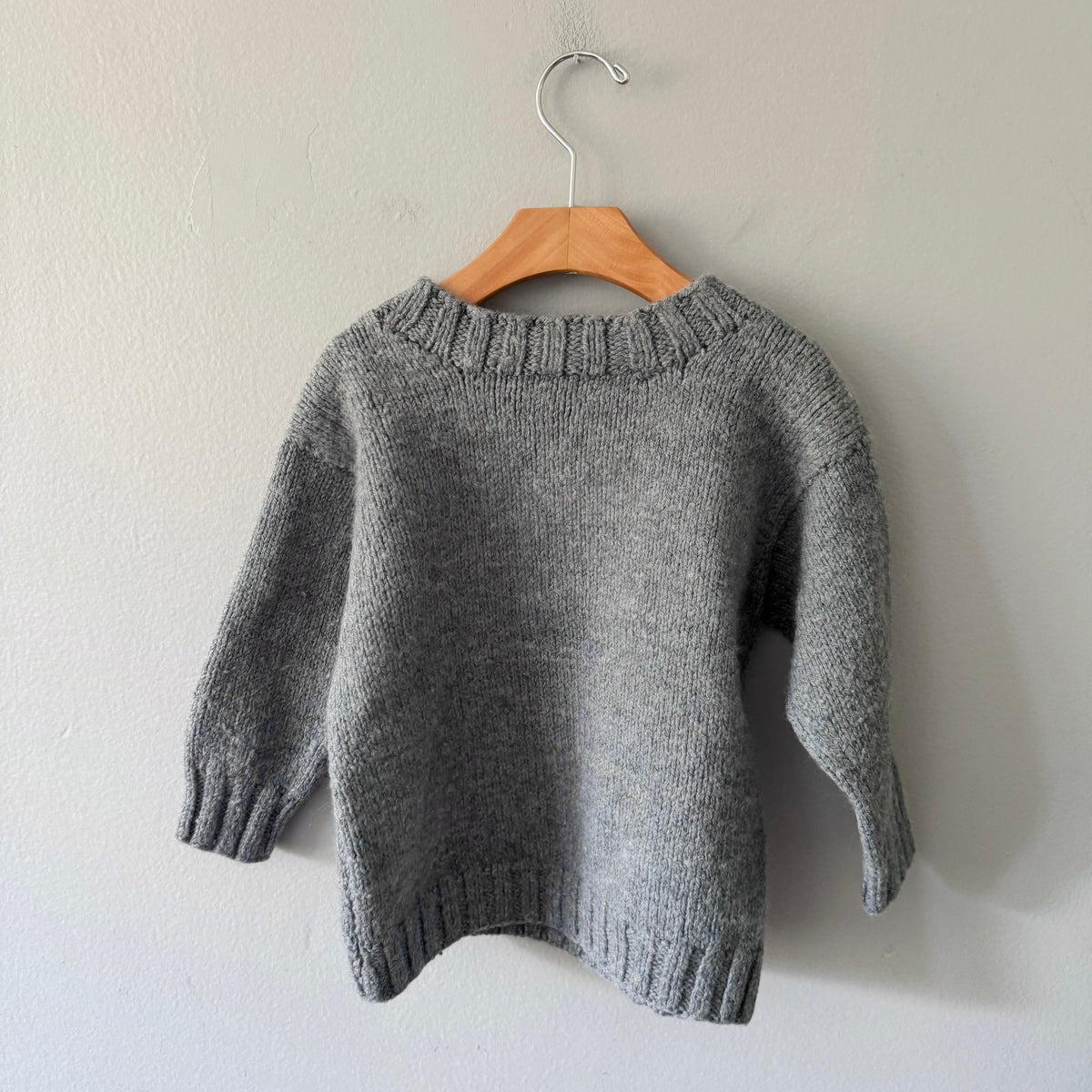 Handmade / Light grey x tractor knit pullover / 3T