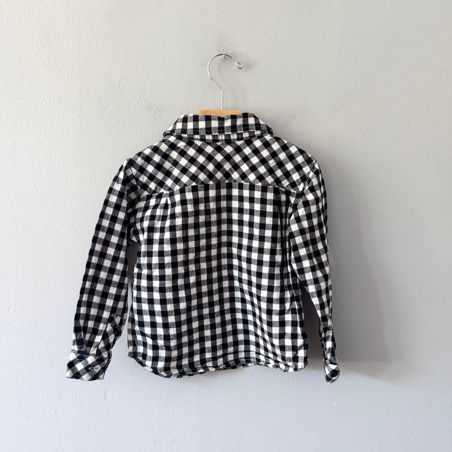 Miles the label / Black x white plaid flannel shirt / 3Y