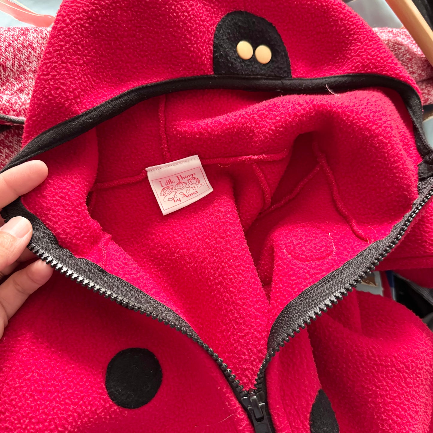 Little Things by Anna / Red ladybug fleece jacket / 4-5Y