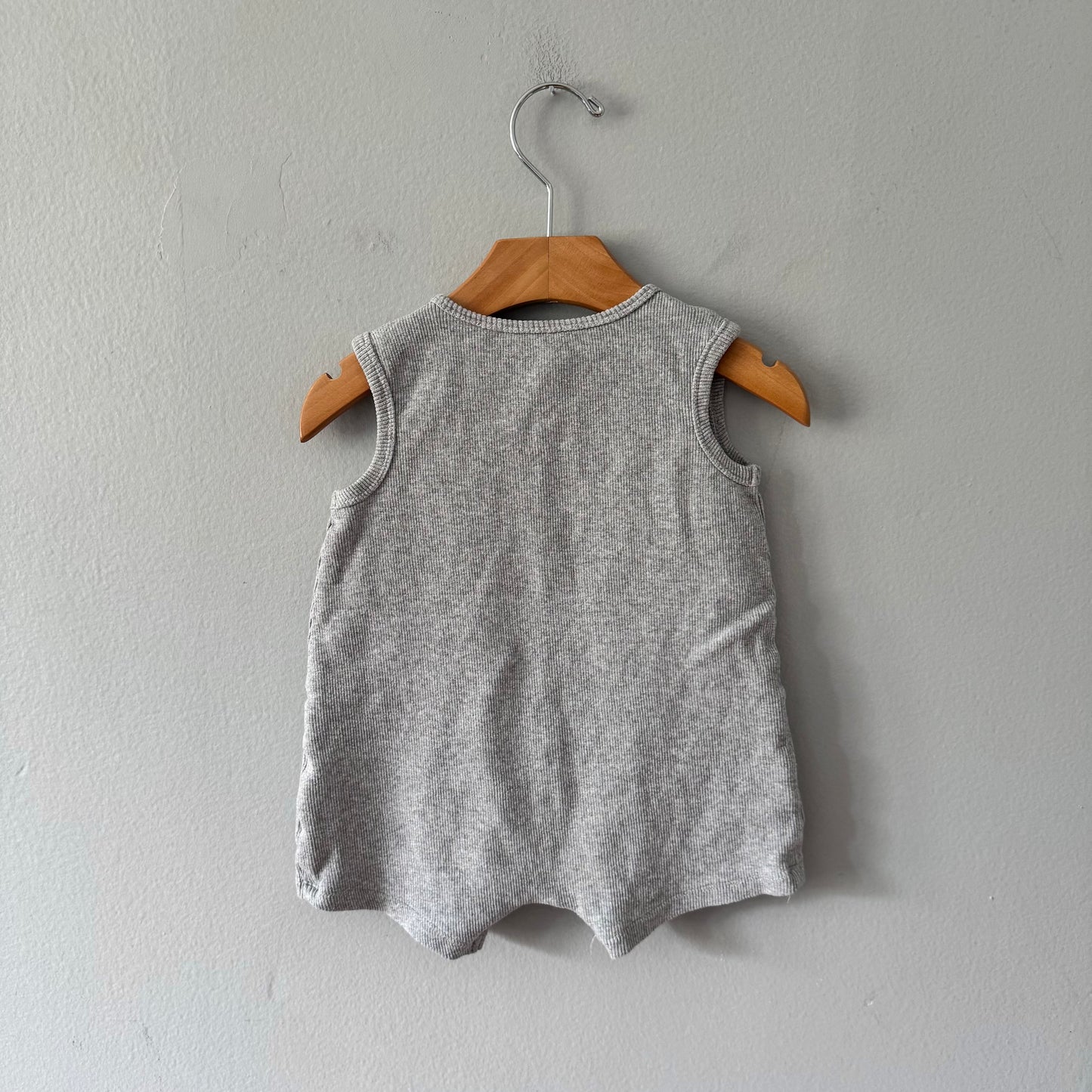 Indigo baby / Light grey ribbed tank romper / 6-12M