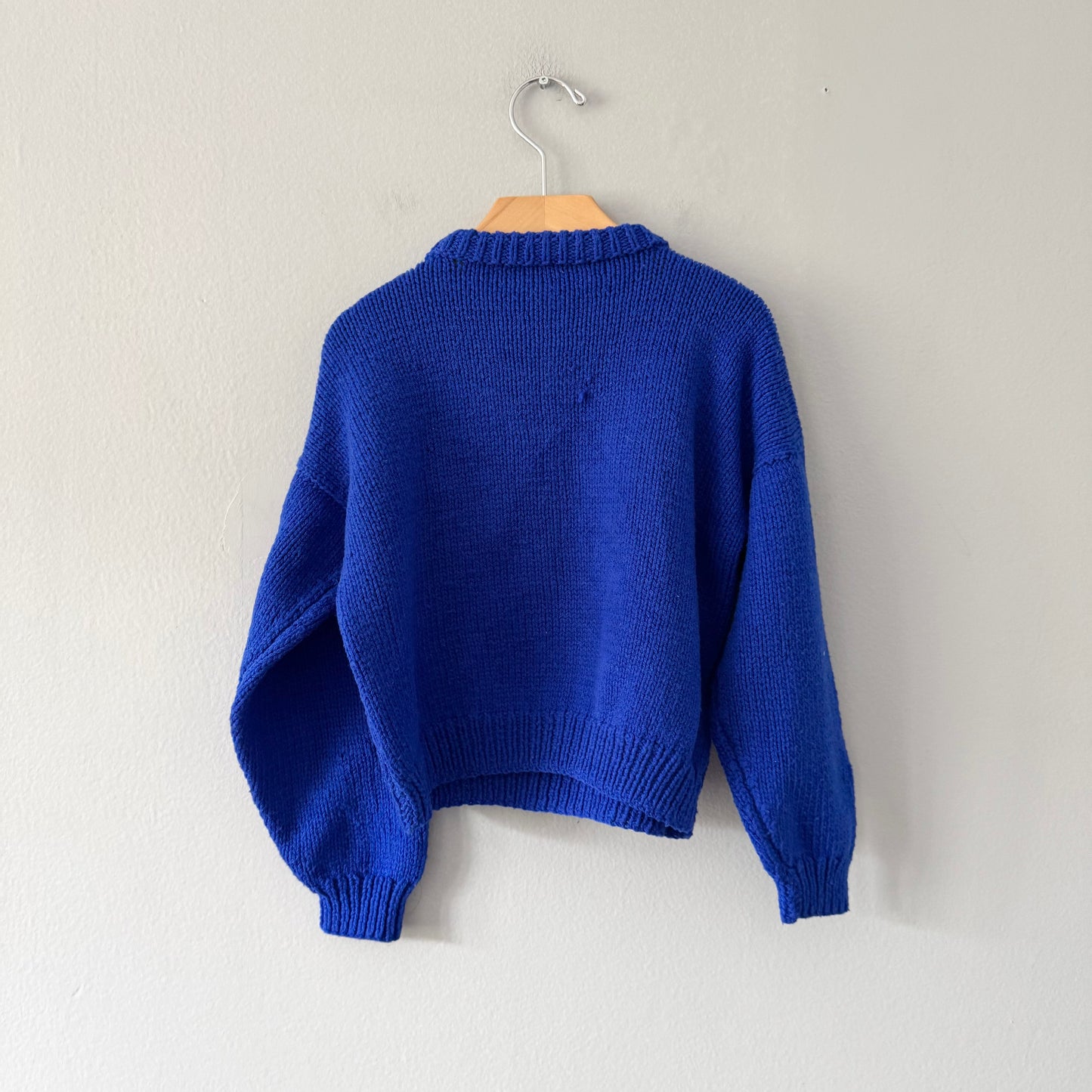 Handmade / Bird x blue knit pullover / 4-5Y