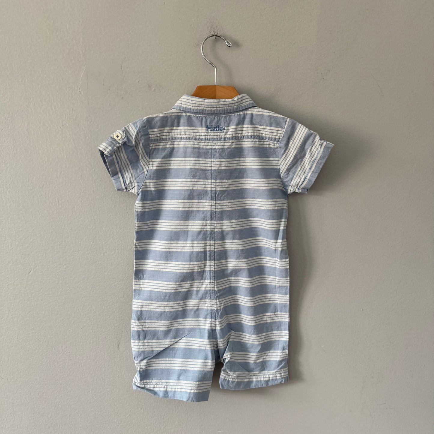 Hatley / Blue striped shirt romper / 18-24M