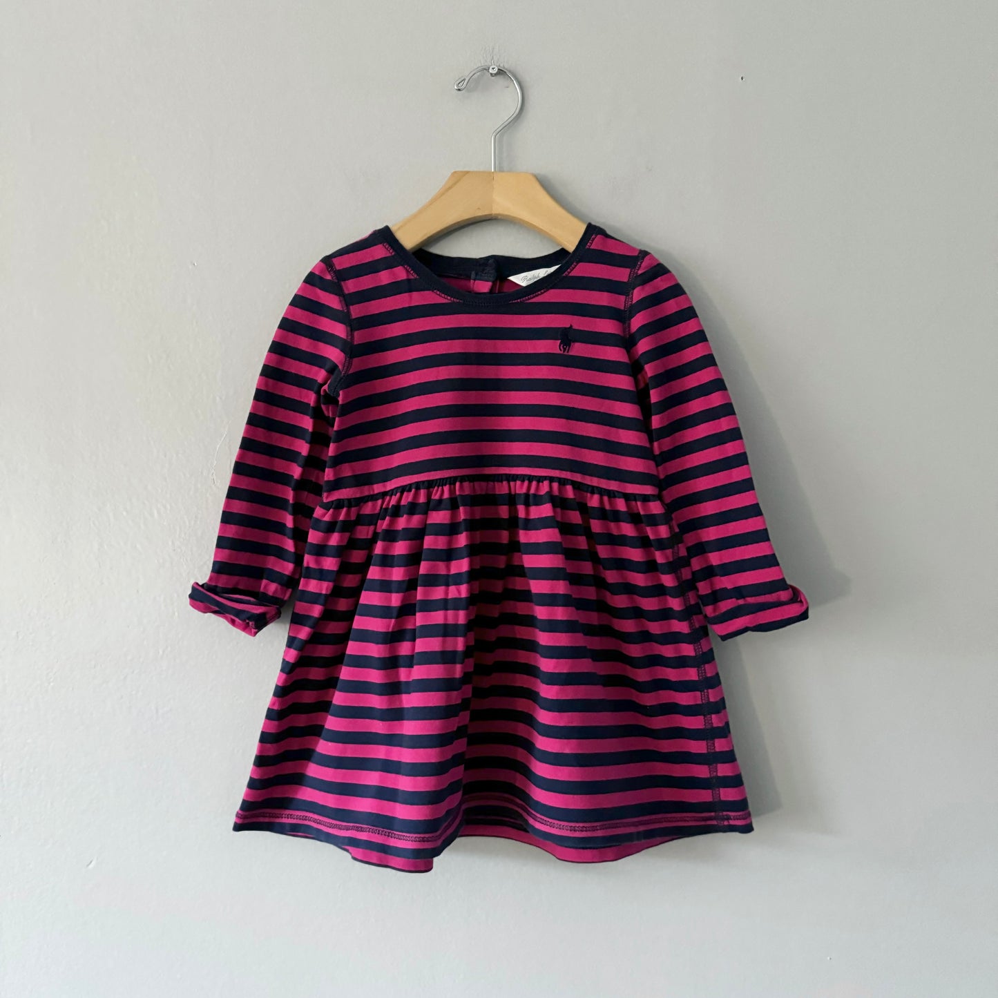 Ralph Lauren / Pink x navy striped dress / 24M