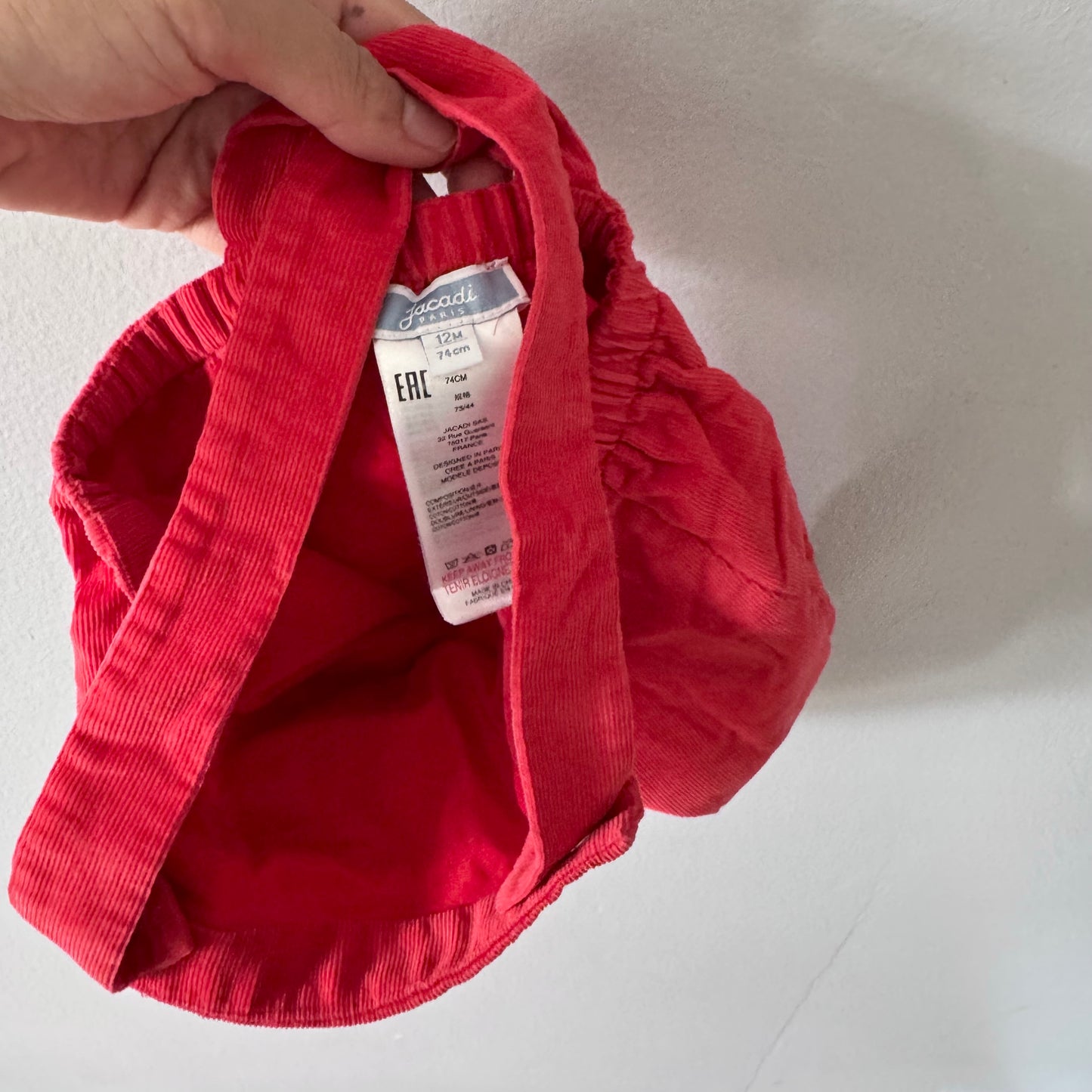 Jacadi / Red corduroy romper / 12M