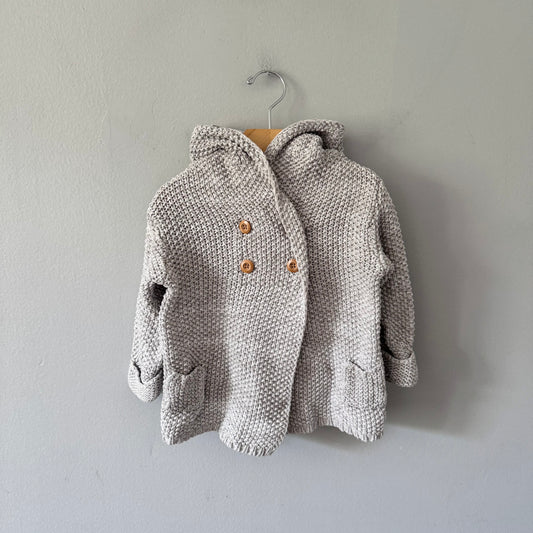 Beba Bean / Light grey cotton knit jacket / 12-18M