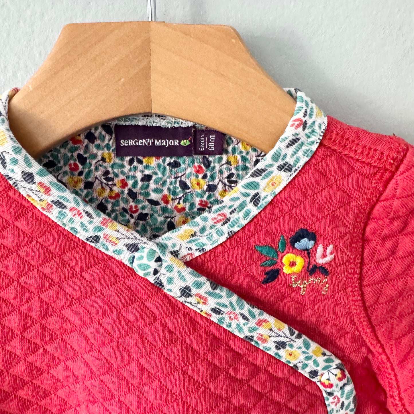 Sergent Major / Red x flower cotton cardigan / 6M