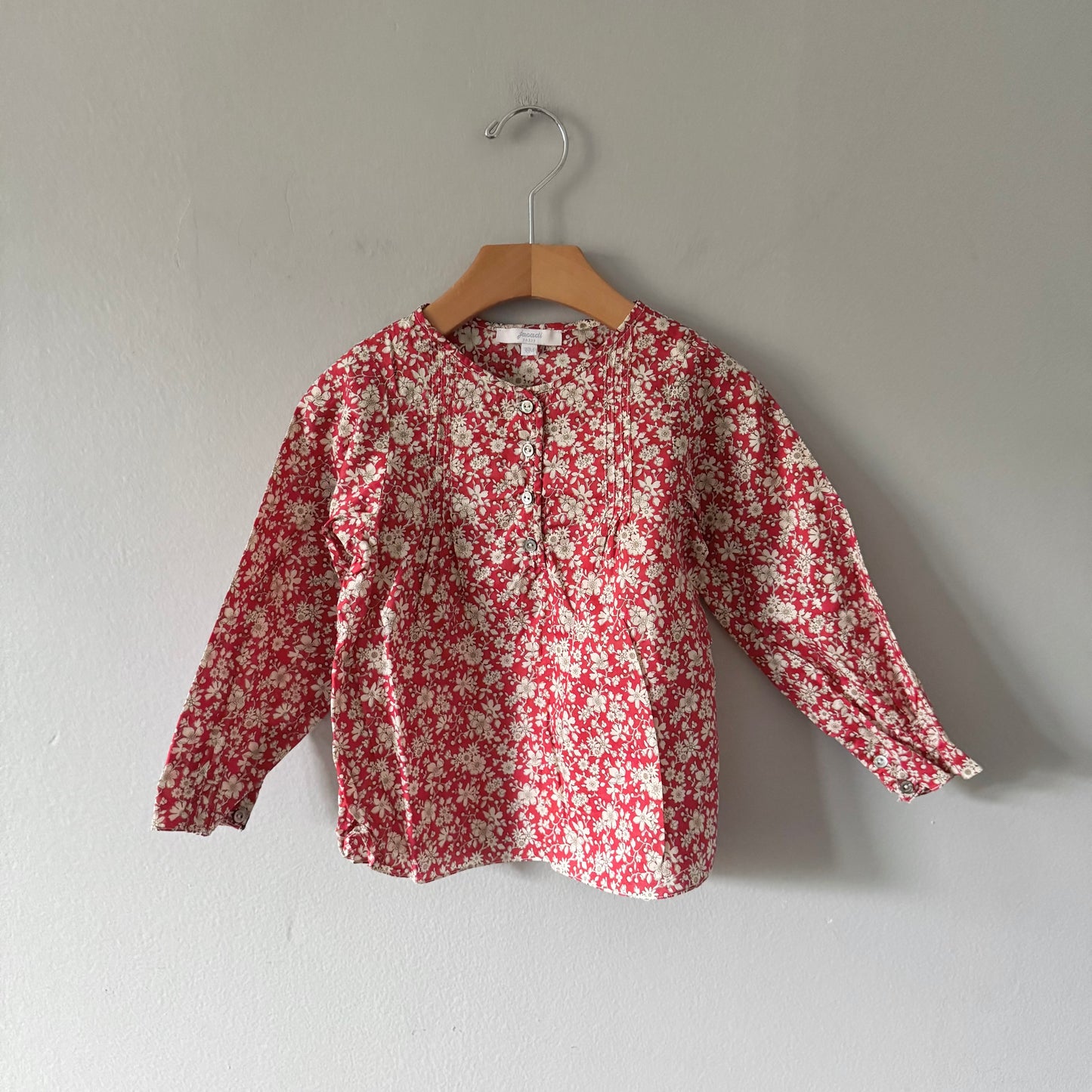 Jacadi / Red x floral long sleeve blouse / 36M