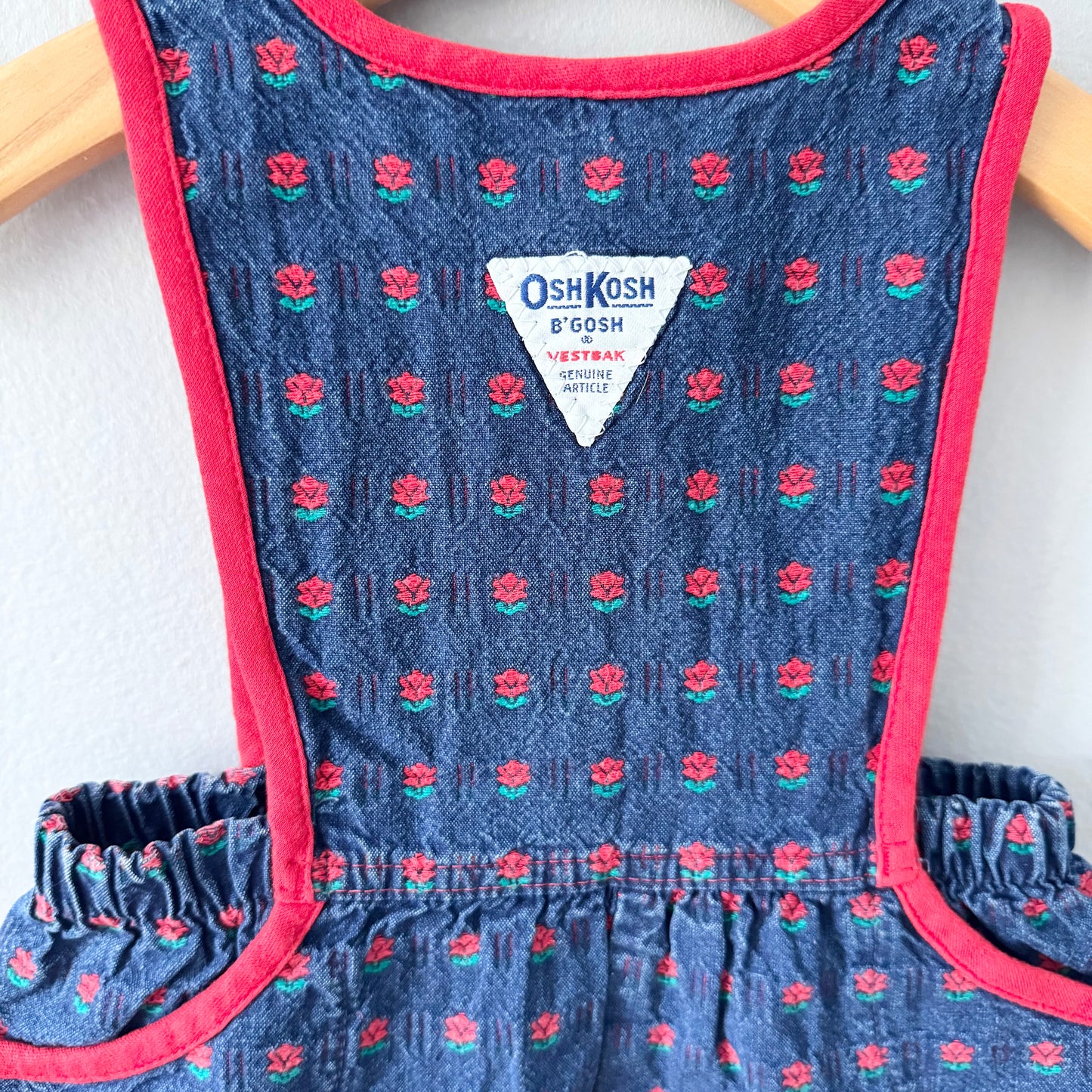 Vintage Oshkosh / Denim x red flower overall skirt / 18M