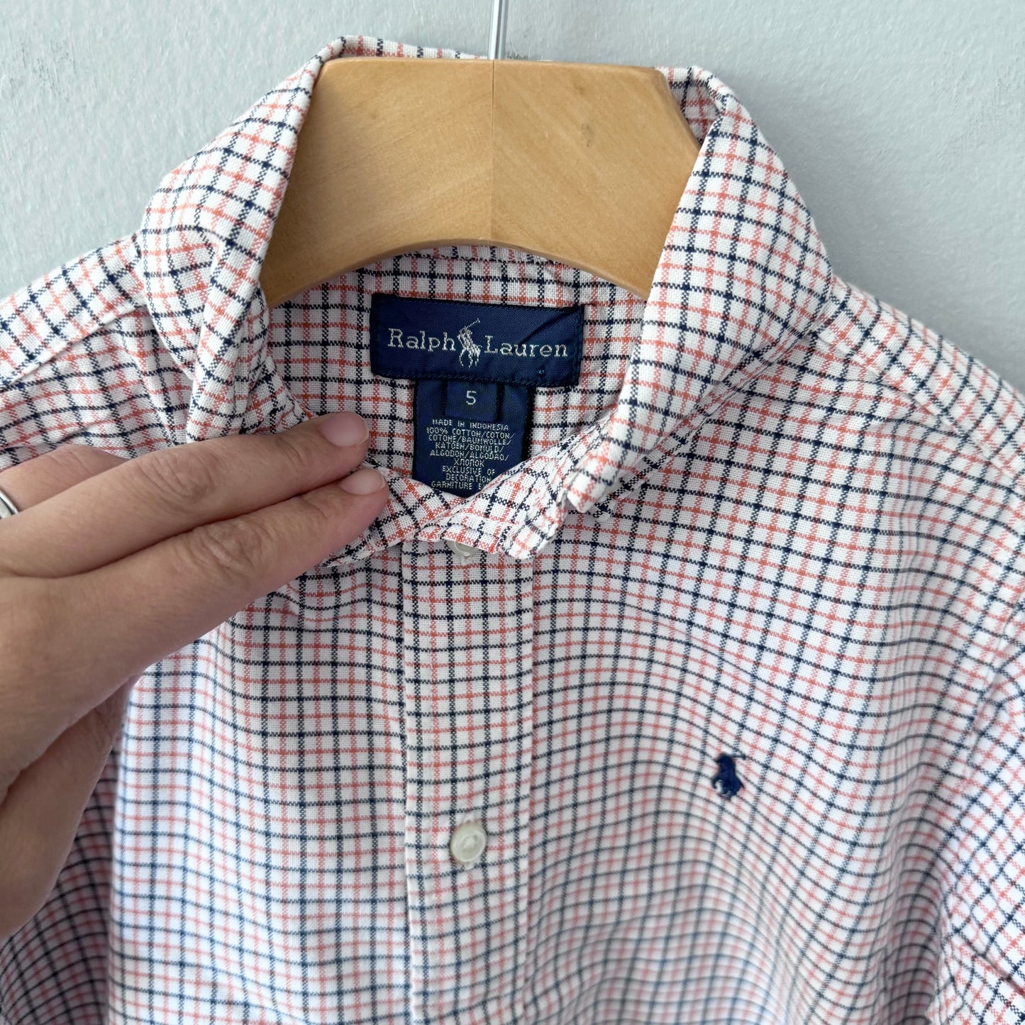 Polo Ralph Lauren / White orange check shirt / 5Y