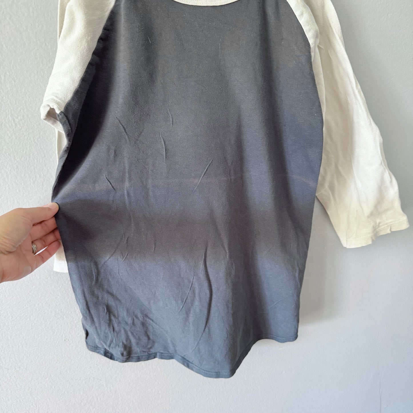 Mini mioche / White x dark grey raglan shirt / 11-12Y