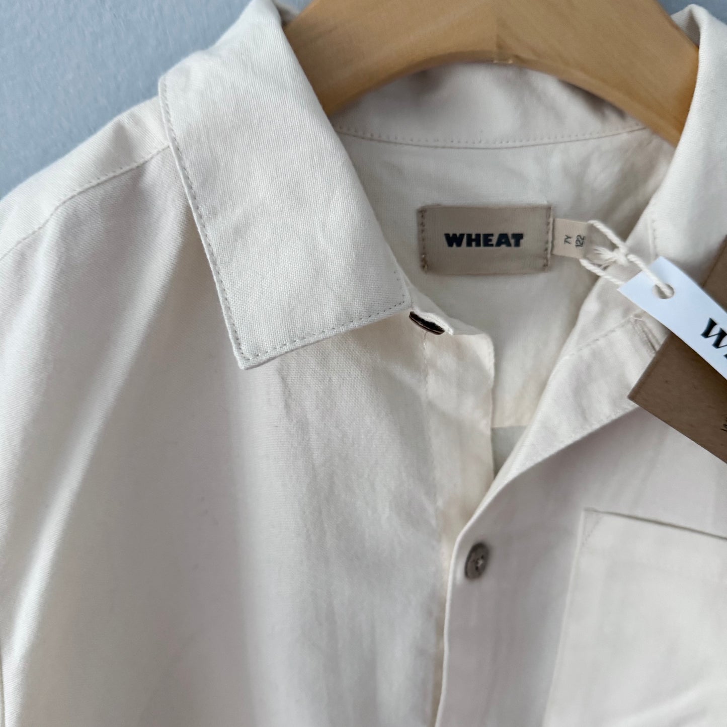 Wheat / White organic cotton shirt / 7Y - New with tag