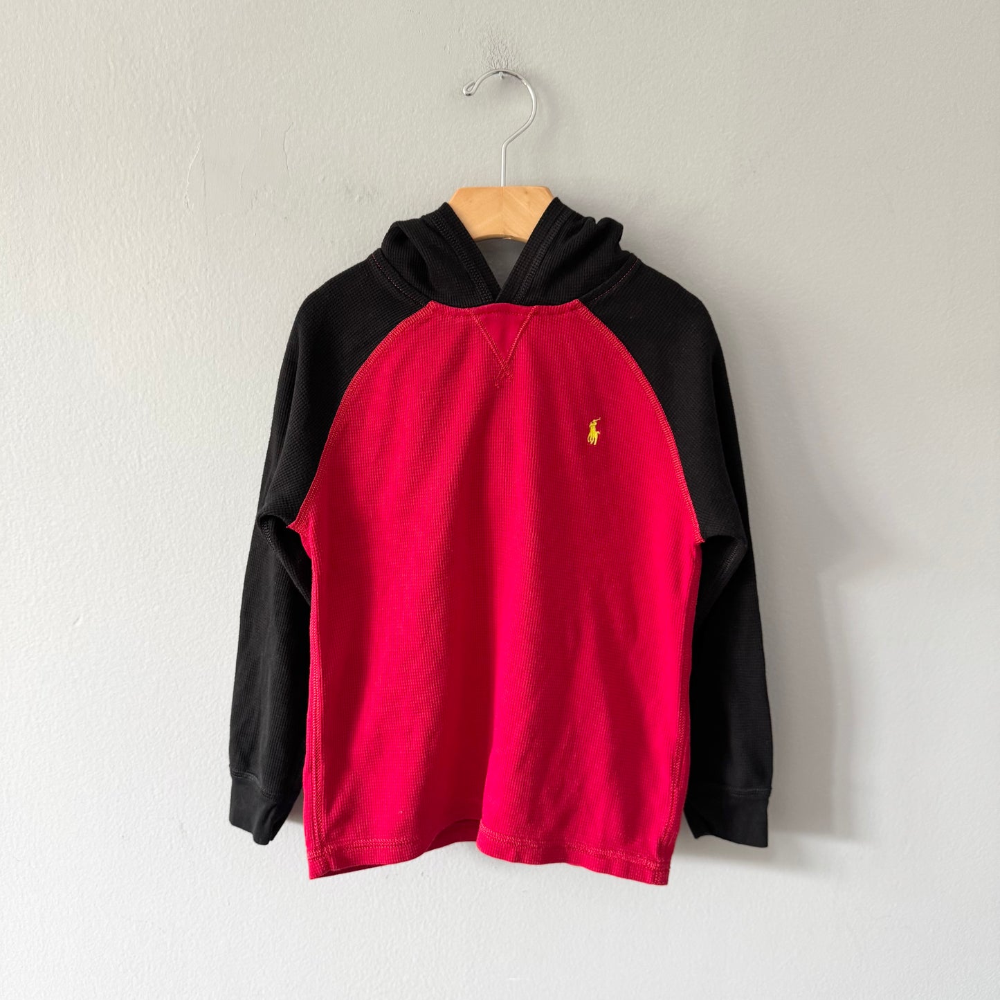 Polo Ralph Lauren / Black red waffle hoodie / 6Y