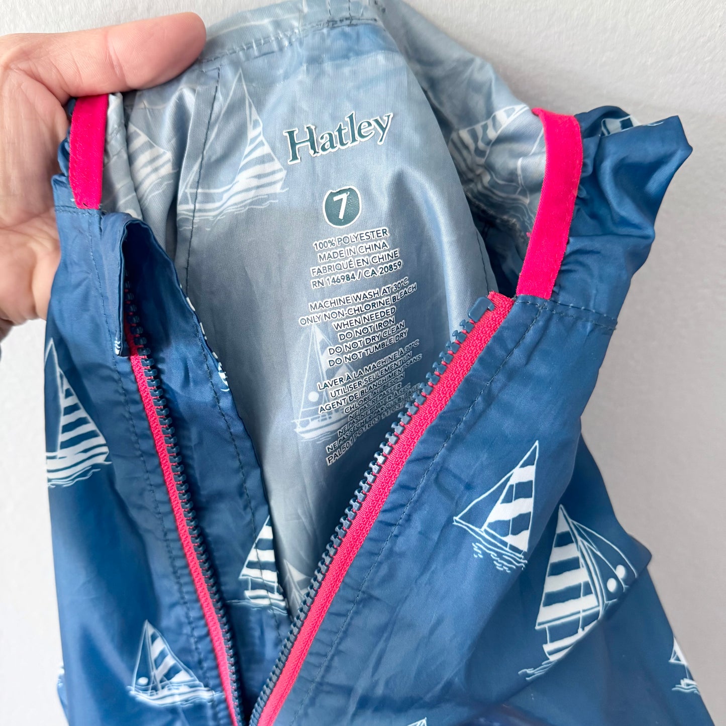 Hatley / Navy yacht packable windbreaker / 7Y