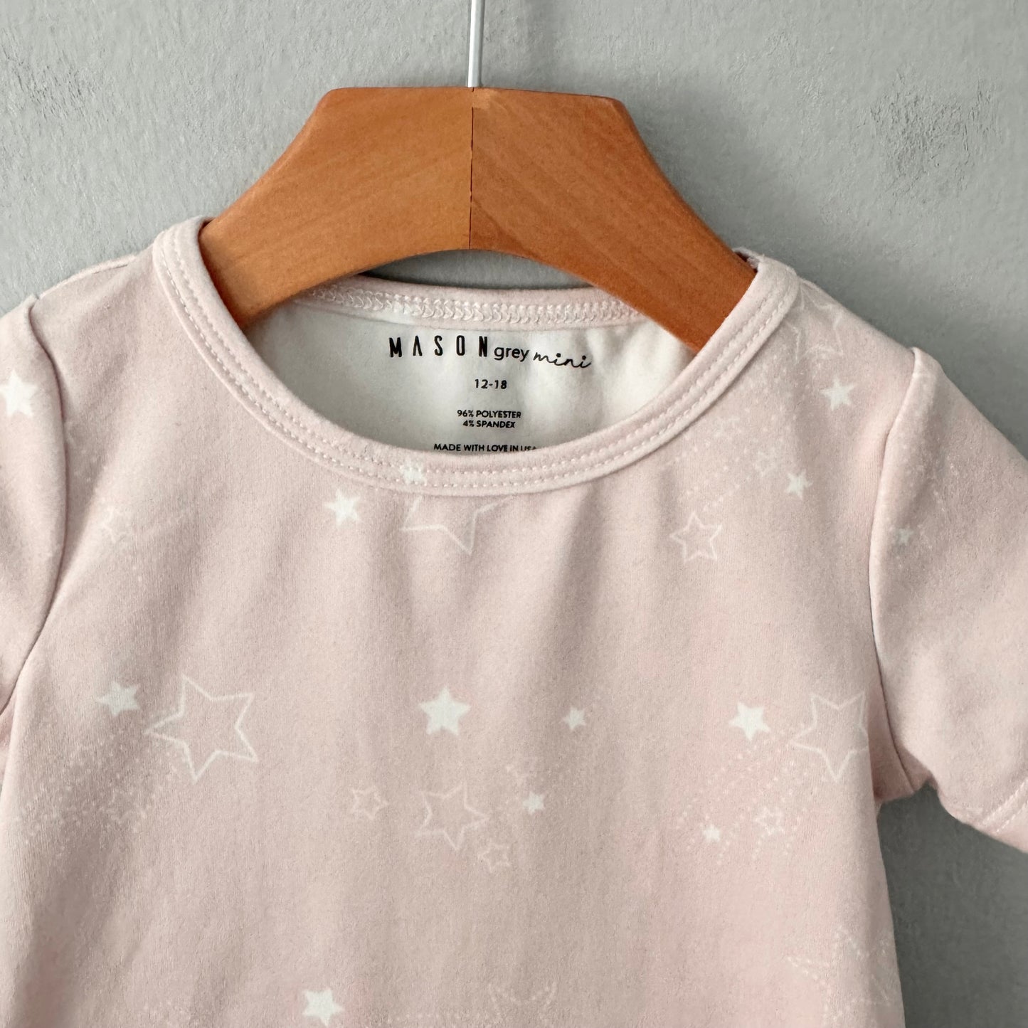 Mason Grey mini / Light pink x star pajama set / 12-18M