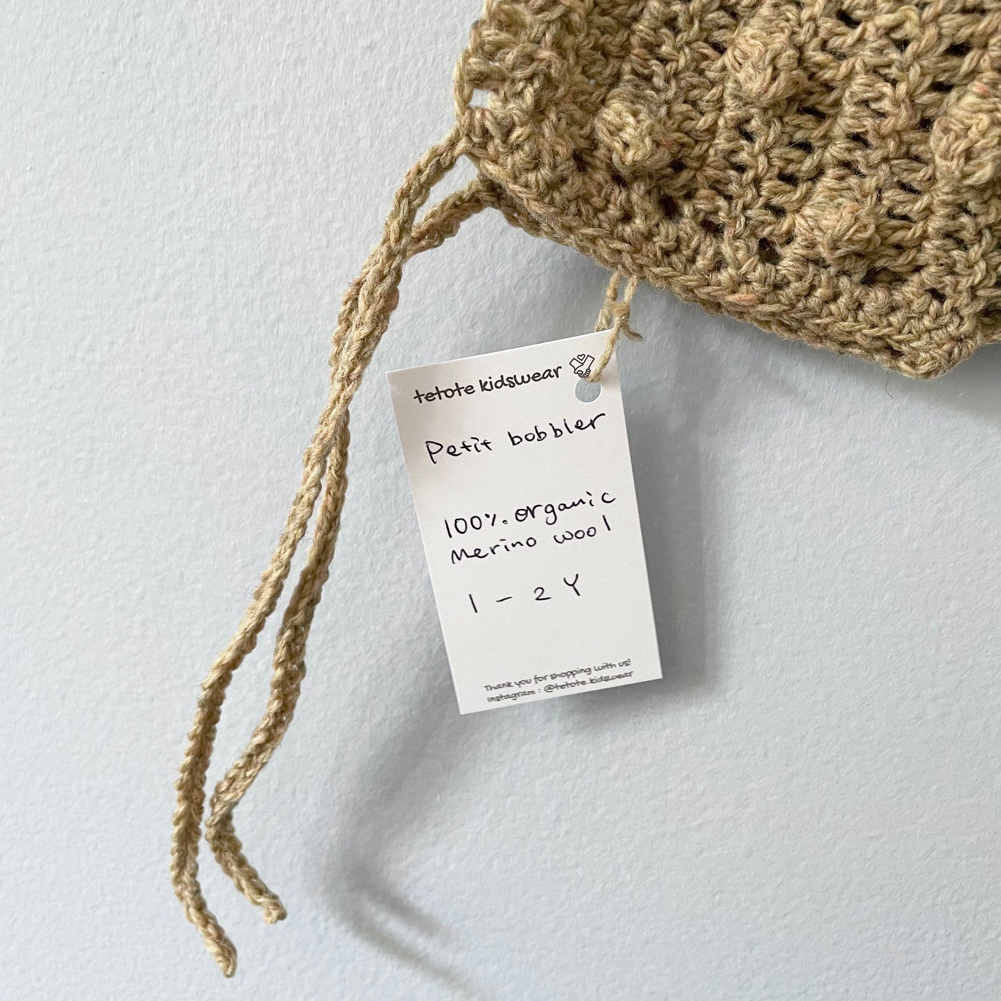 tetote / Organic merino wool bonnet / 1-2Y