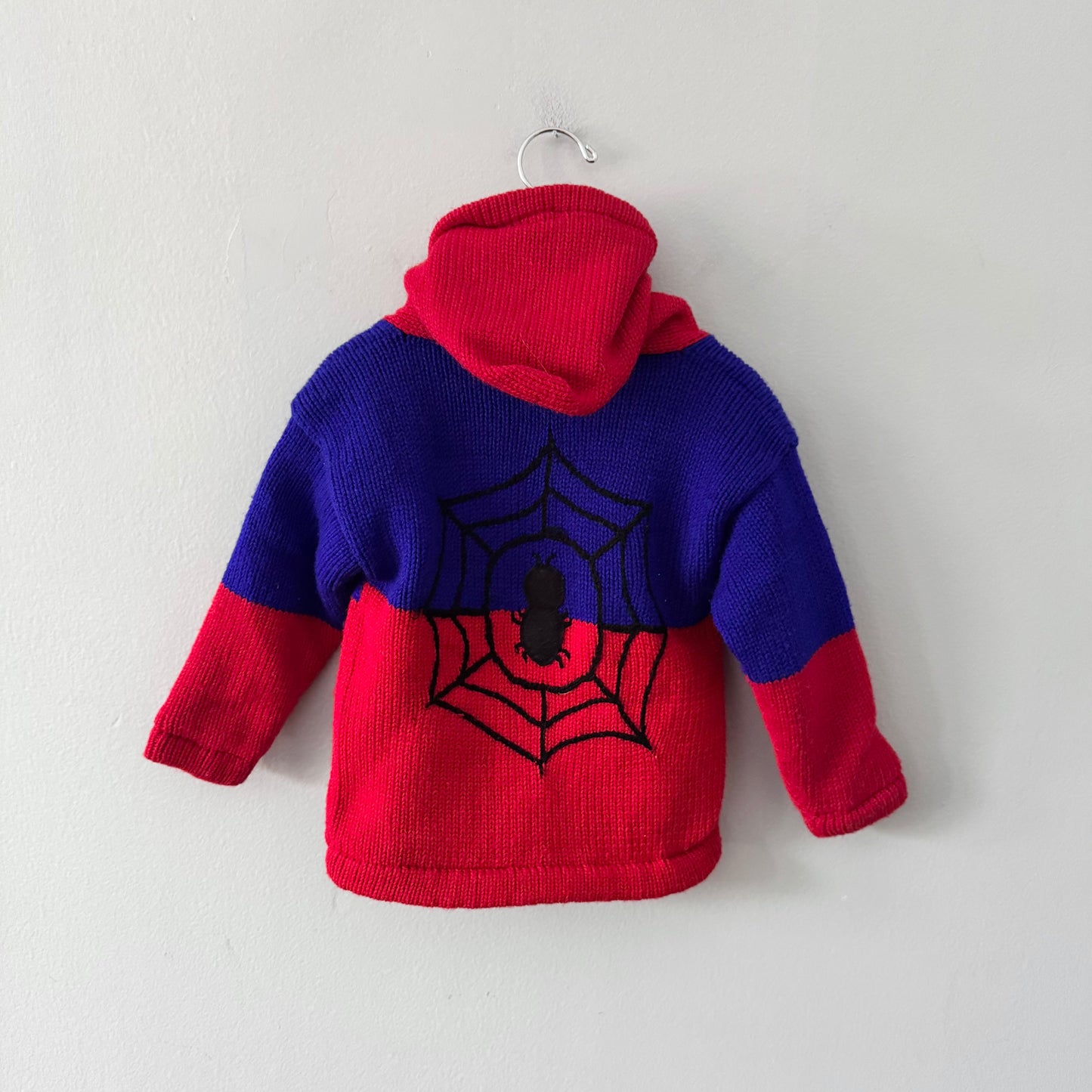 Fait main / Veste tricotée zippée Spiderman / 2-3 ans