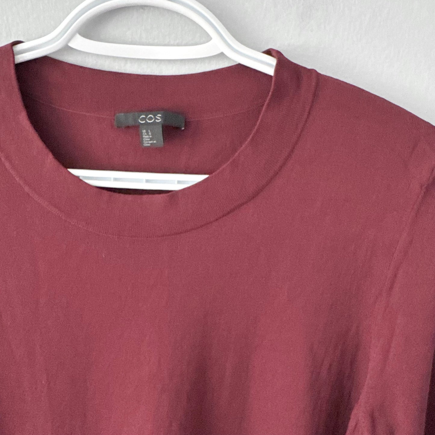 COS / Burgundy ruffle sleeve dress / Women L