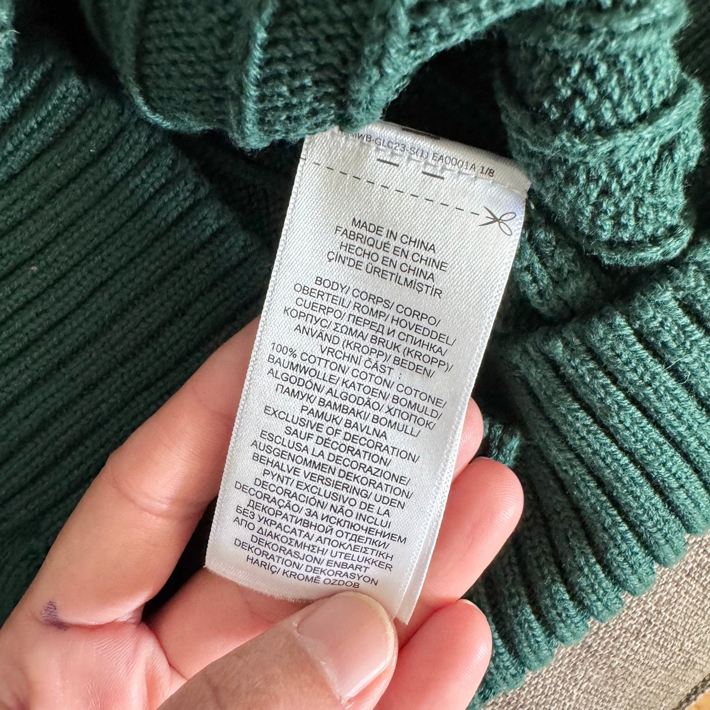 Polo Ralph Lauren / Green cable knit pullover / 10-12Y