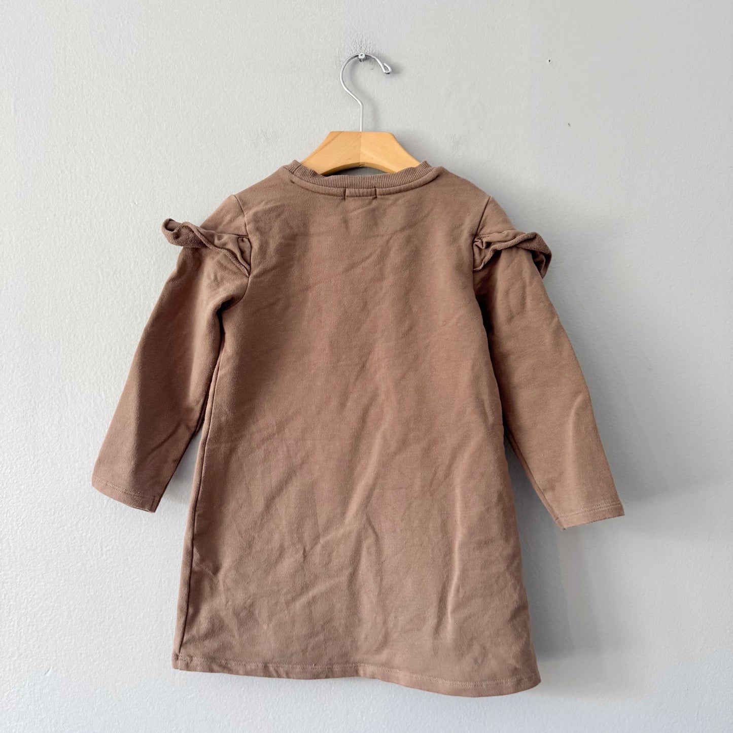 Miles the label / Brown ruffle crew dress / 3Y