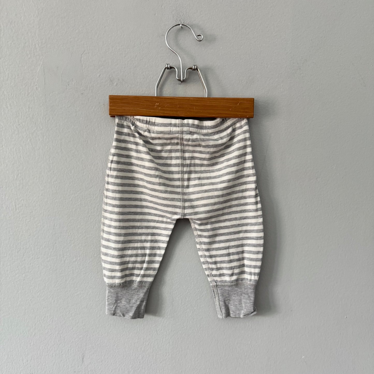 Hanna Andersson / White x light grey cotton pants / 70cm(6M)