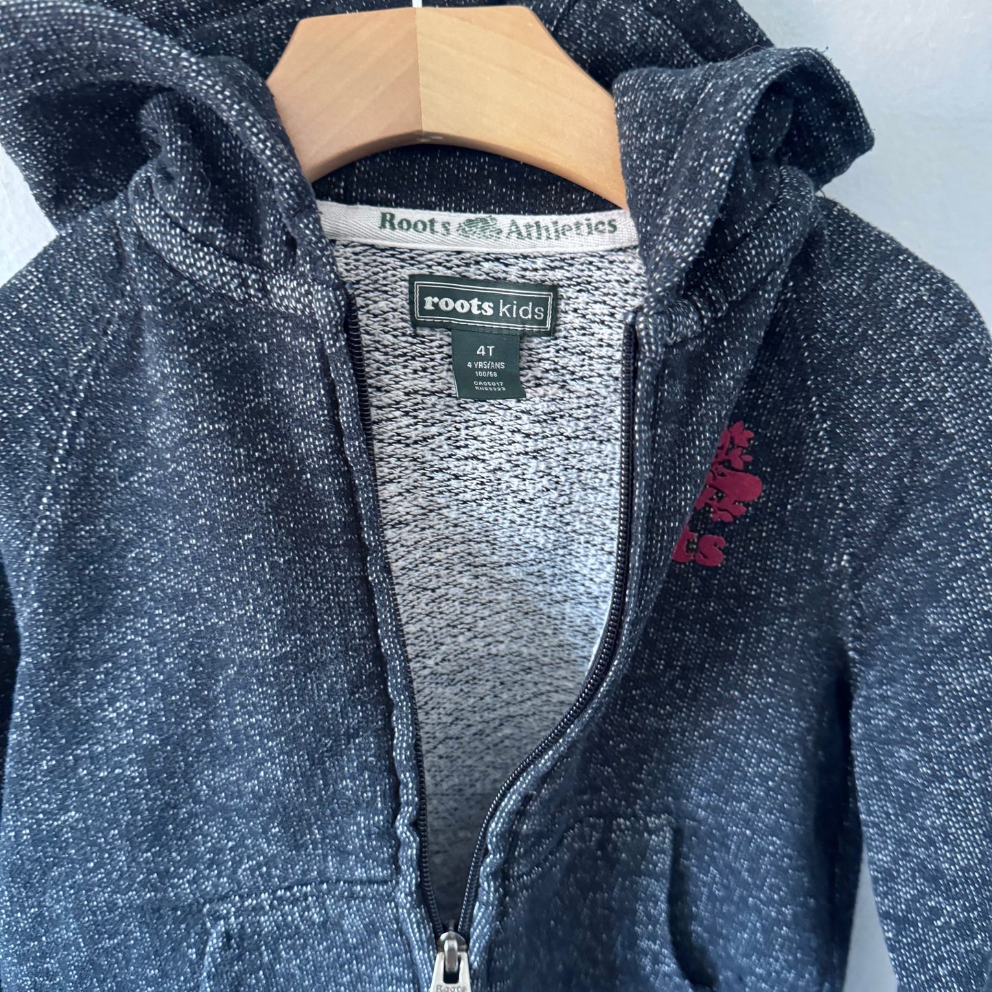 Roots / Black salt and pepper zip up / 4T