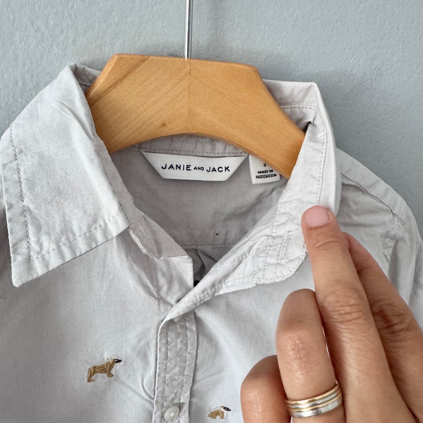 Janie & Jack / Light grey x doggie shirt / 3Y