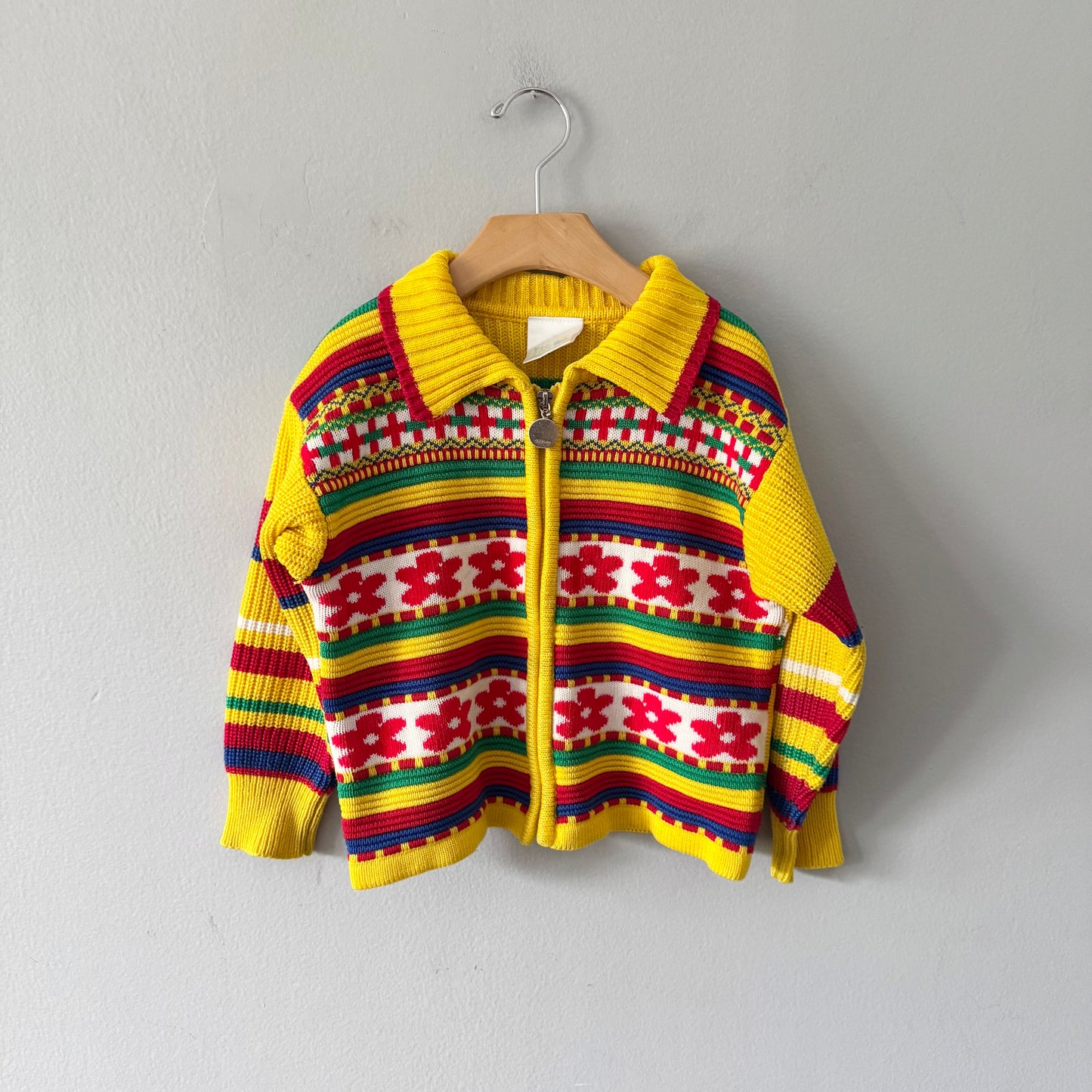 No brand / Pic Kids Market yellow knit zip up / 4-5Y