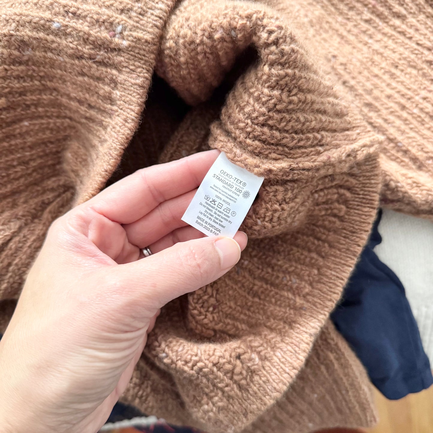 The Simple Folk / Brown 100% wool knit hoodie / 7-8Y